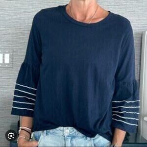 J. Crew Navy Blue Long Sleeve Top with Striped Accents
